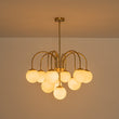Load image into Gallery viewer, Farmhouze Light-Mid-Century White Glass Globe Brass Tiered Sputnik Chandelier-Chandelier-Brass-
