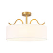 Load image into Gallery viewer, Farmhouze Light - Mid - Century Wide Round Drum Fabric Cage Ceiling Light - Ceiling Light - Brass - 
