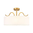 Load image into Gallery viewer, Farmhouze Light - Mid - Century Wide Round Drum Fabric Cage Ceiling Light - Ceiling Light - Brass - 
