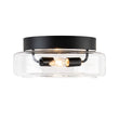 Load image into Gallery viewer, Farmhouze Light-Minimalist 2-Light Clear Glass Round Drum Flush Mount Light-Ceiling Light-Black-
