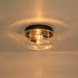 Load image into Gallery viewer, Farmhouze Light-Minimalist 2-Light Clear Glass Round Drum Flush Mount Light-Ceiling Light-Black-
