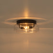 Load image into Gallery viewer, Farmhouze Light-Minimalist 2-Light Clear Glass Round Drum Flush Mount Light-Ceiling Light-Black-
