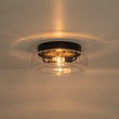 Load image into Gallery viewer, Farmhouze Light-Minimalist 2-Light Clear Glass Round Drum Flush Mount Light-Ceiling Light-Black-
