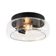 Load image into Gallery viewer, Farmhouze Light-Minimalist 2-Light Clear Glass Round Drum Flush Mount Light-Ceiling Light-Black-
