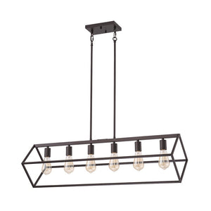 Farmhouze Light - Minimalist Industrial 6 - Light Rectangle Cage Linear Chandelier - Chandelier - 38 in. - 