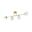 Load image into Gallery viewer, Farmhouze Light-Minimalist White Glass Globe Linear 4-Light Sputnik Semi Flush-Ceiling Light-Brass-
