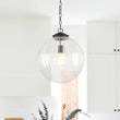 Load image into Gallery viewer, Farmhouze Light-Modern 1-Light Clear Fluted Glass Globe Kitchen Pendant-Pendant-Black-
