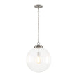 Load image into Gallery viewer, Farmhouze Light-Modern 1-Light Clear Fluted Glass Globe Kitchen Pendant-Pendant-Nickel-
