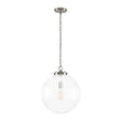 Load image into Gallery viewer, Farmhouze Light-Modern 1-Light Clear Fluted Glass Globe Kitchen Pendant-Pendant-Nickel-
