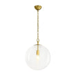 Load image into Gallery viewer, Farmhouze Light-Modern 1-Light Clear Striped Glass Globe Kitchen Pendant-Pendant-Brass-
