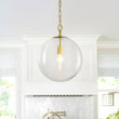 Load image into Gallery viewer, Farmhouze Light-Modern 1-Light Clear Striped Glass Globe Kitchen Pendant-Pendant-Brass-
