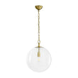Load image into Gallery viewer, Farmhouze Light-Modern 1-Light Clear Striped Glass Globe Kitchen Pendant-Pendant-Brass-
