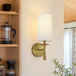 Load image into Gallery viewer, Farmhouze Light-Modern 1-Light Linen Cylinder Brass Vanity Wall Sconce-Wall Sconce-1 Pack-
