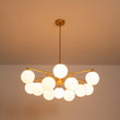 Load image into Gallery viewer, Farmhouze Light - Modern 12 - Light White Glass Globe Bubble Sputnik Ceiling Light - Ceiling Light - Brass - 
