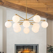 Load image into Gallery viewer, Farmhouze Light - Modern 12 - Light White Glass Globe Bubble Sputnik Ceiling Light - Ceiling Light - Brass - 
