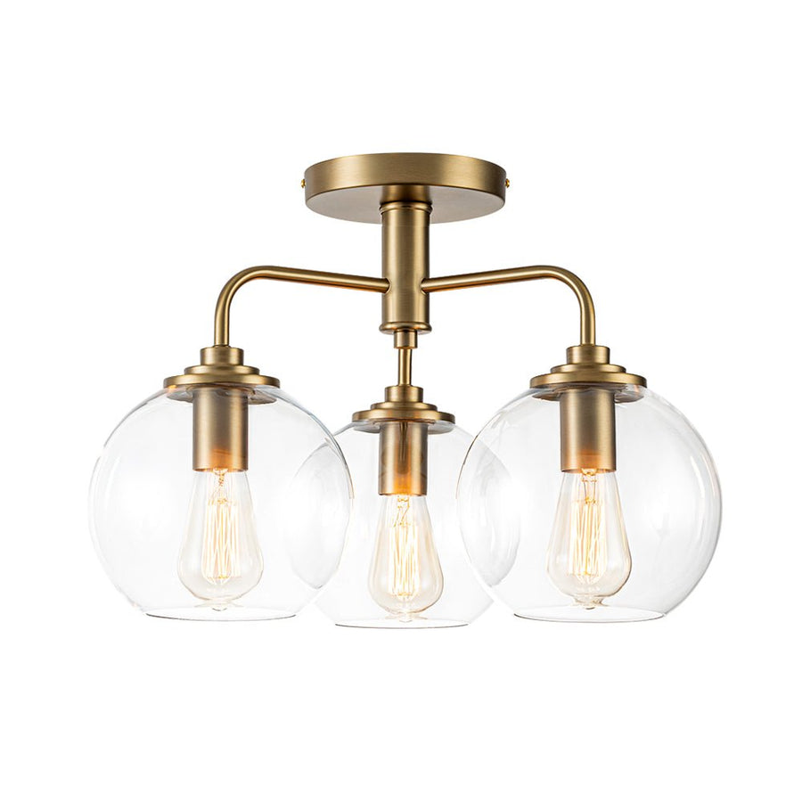 Farmhouze Light - Modern 3 - Light Clear Glass Globe Bubble Ceiling Light - Ceiling Light - Nickel - 