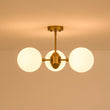 Load image into Gallery viewer, Farmhouze Light-Modern 3-Light Frosted Glass Globe Sputnik Semi Flush-Ceiling Light-Brass-
