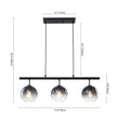 Load image into Gallery viewer, Farmhouze Light - Modern 3 - Light Gray Tinted Glass Globe Linear Island Pendant - Chandelier - 3 Bulbs - 

