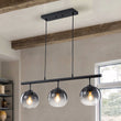 Load image into Gallery viewer, Farmhouze Light - Modern 3 - Light Gray Tinted Glass Globe Linear Island Pendant - Chandelier - 3 Bulbs - 
