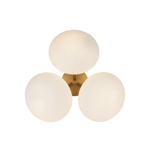 Farmhouze Light - Modern 3 - Light Opal Glass Globe Semi Flush Mount Light - Ceiling Light - Nickel - 