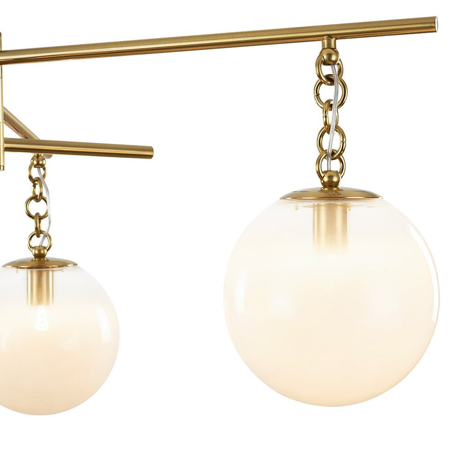 Farmhouze Light - Modern 3 - Light White Glass Globe Brass Tiered Sputnik Chandelier - Chandelier - Brass - 