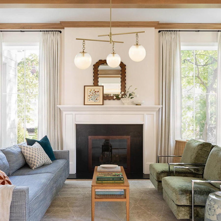 Farmhouze Light - Modern 3 - Light White Glass Globe Brass Tiered Sputnik Chandelier - Chandelier - Brass - 