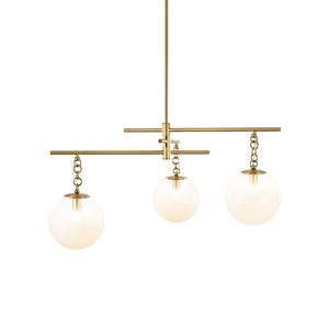 Farmhouze Light - Modern 3 - Light White Glass Globe Brass Tiered Sputnik Chandelier - Chandelier - Brass - 