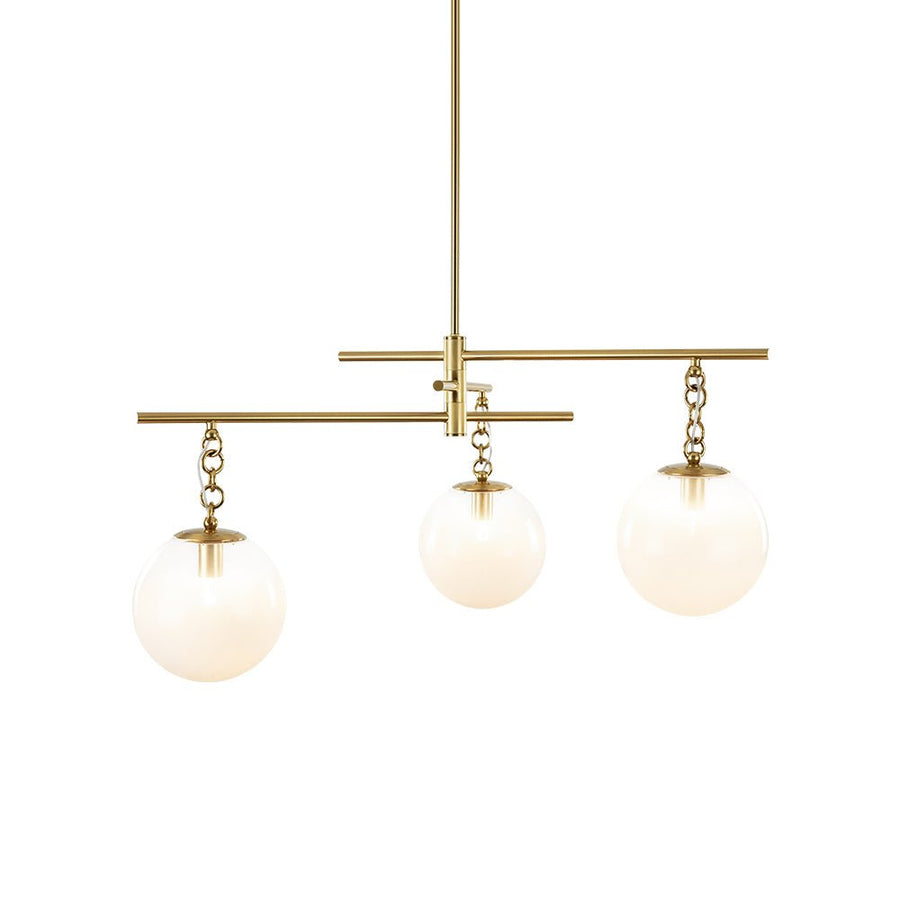 Farmhouze Light - Modern 3 - Light White Glass Globe Brass Tiered Sputnik Chandelier - Chandelier - Brass - 