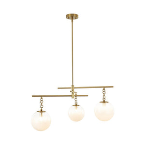 Farmhouze Light - Modern 3 - Light White Glass Globe Brass Tiered Sputnik Chandelier - Chandelier - Brass - 