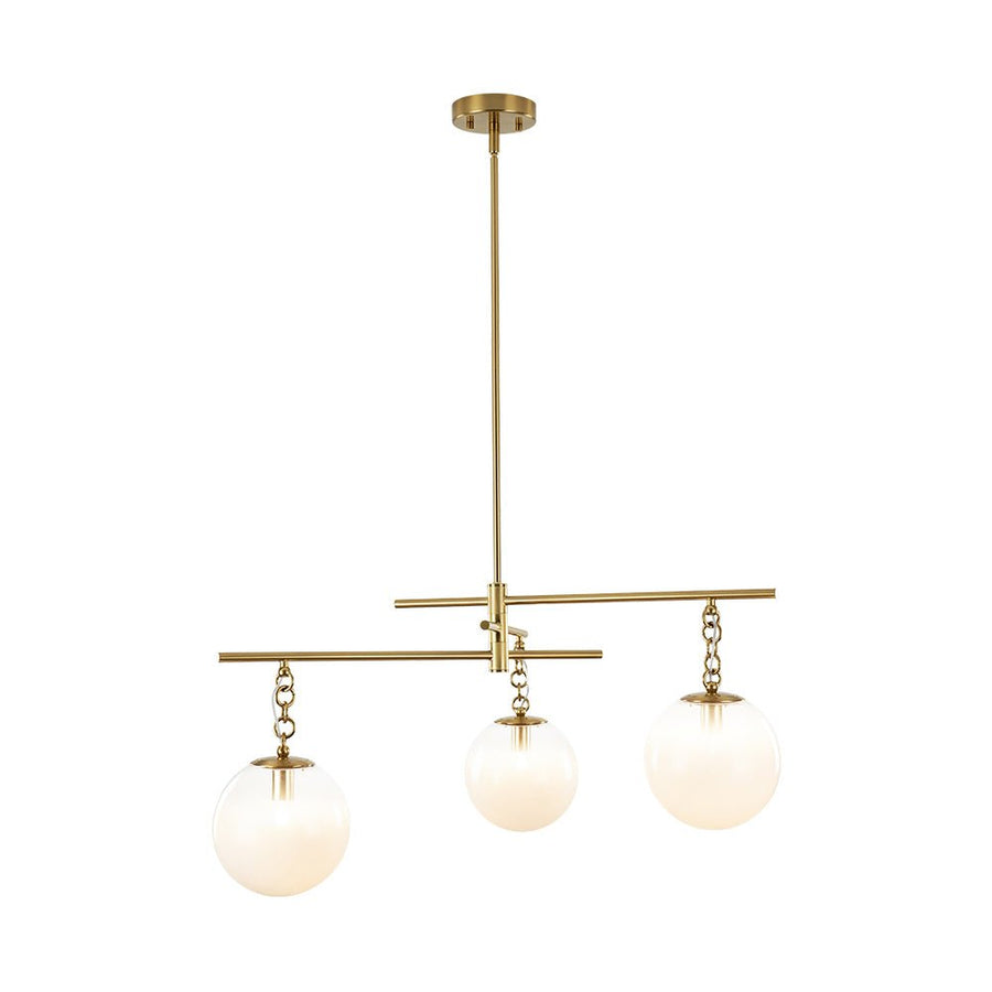 Farmhouze Light - Modern 3 - Light White Glass Globe Brass Tiered Sputnik Chandelier - Chandelier - Brass - 