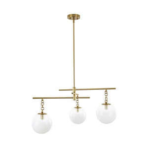 Farmhouze Light - Modern 3 - Light White Glass Globe Brass Tiered Sputnik Chandelier - Chandelier - Brass - 