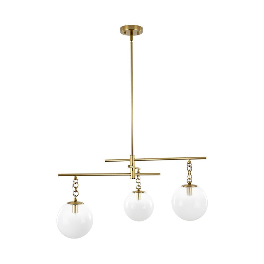 Farmhouze Light - Modern 3 - Light White Glass Globe Brass Tiered Sputnik Chandelier - Chandelier - Brass - 