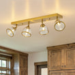 Load image into Gallery viewer, Farmhouze Light-Modern 4-Light Adjustable Glass Bell Shade Ceiling Track Light-Ceiling Light-Brass-
