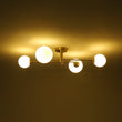 Load image into Gallery viewer, Farmhouze Light - Modern 4 - Light White Glass Globe Sputnik Ceiling Light - Ceiling Light - Brass - 
