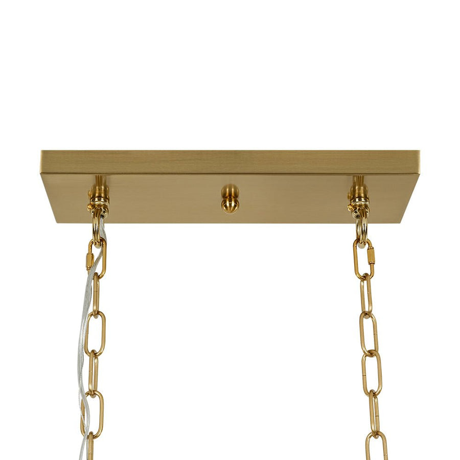 Farmhouze Light - Modern 5 - Light Crystal Accented Oblong Cage Kitchen Island Pendant - Chandelier - Brass - 