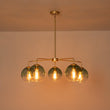 Load image into Gallery viewer, Farmhouze Light - Modern 5 - Light Glass Globe Bubble Round Sputnik Chandelier - Chandelier - Green + Brass - 
