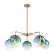 Load image into Gallery viewer, Farmhouze Light - Modern 5 - Light Glass Globe Bubble Round Sputnik Chandelier - Chandelier - Green + Brass - 
