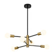 Load image into Gallery viewer, Farmhouze Light - Modern 6 - Light Metal Sputnik Linear Chandelier - Chandelier - Black+Brass - 
