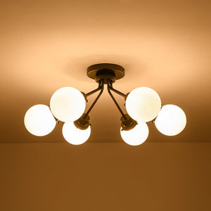 Farmhouze Light - Modern 6 - Light White Glass Globe Sputnik Ceiling Light - Ceiling Light - 4 Bulbs - 