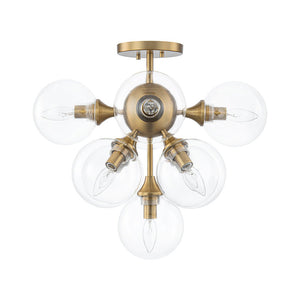 Farmhouze Light - Modern 9 - Light Cluster Glass Globe Bubble Ceiling Light - Ceiling Light - Brass - 