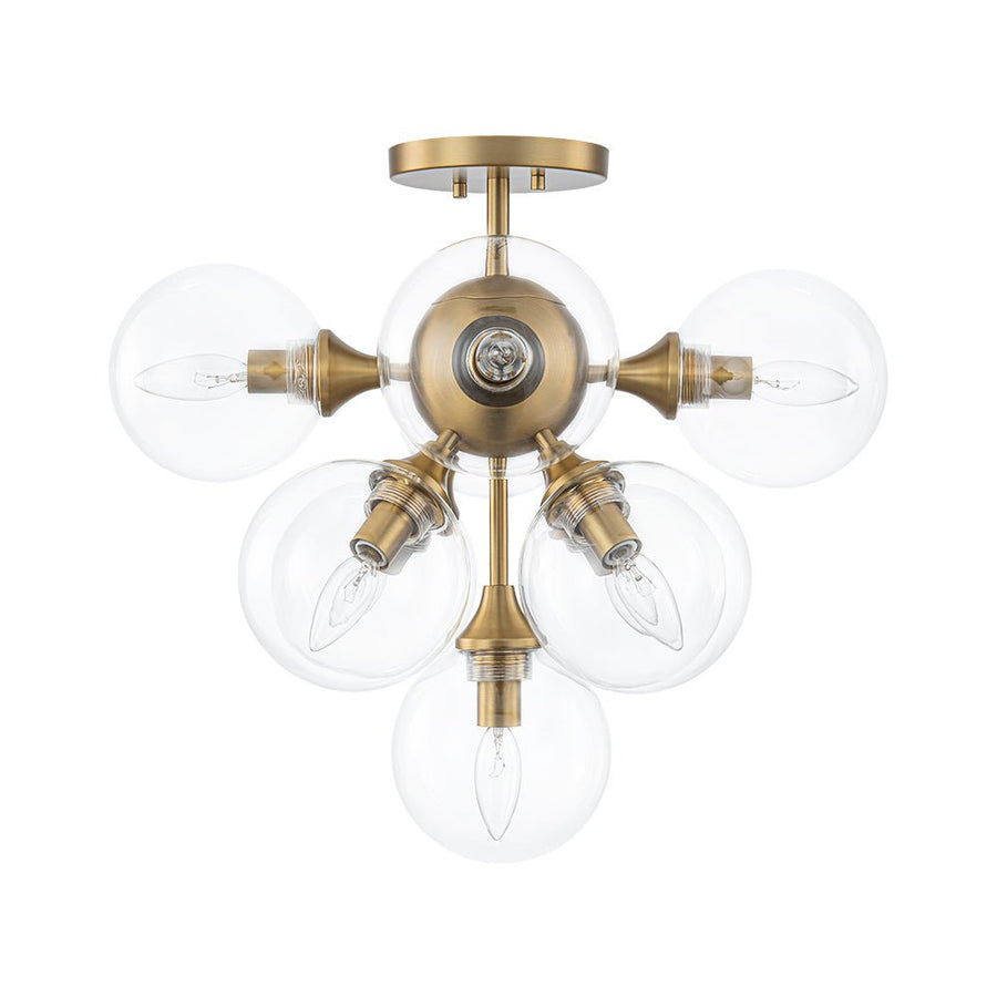 Farmhouze Light - Modern 9 - Light Cluster Glass Globe Bubble Ceiling Light - Ceiling Light - Brass - 