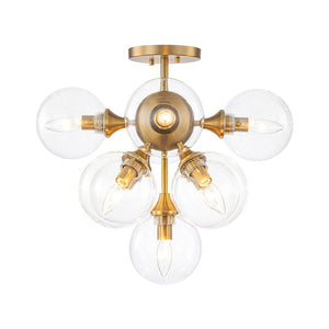 Farmhouze Light - Modern 9 - Light Cluster Glass Globe Bubble Ceiling Light - Ceiling Light - Brass - 