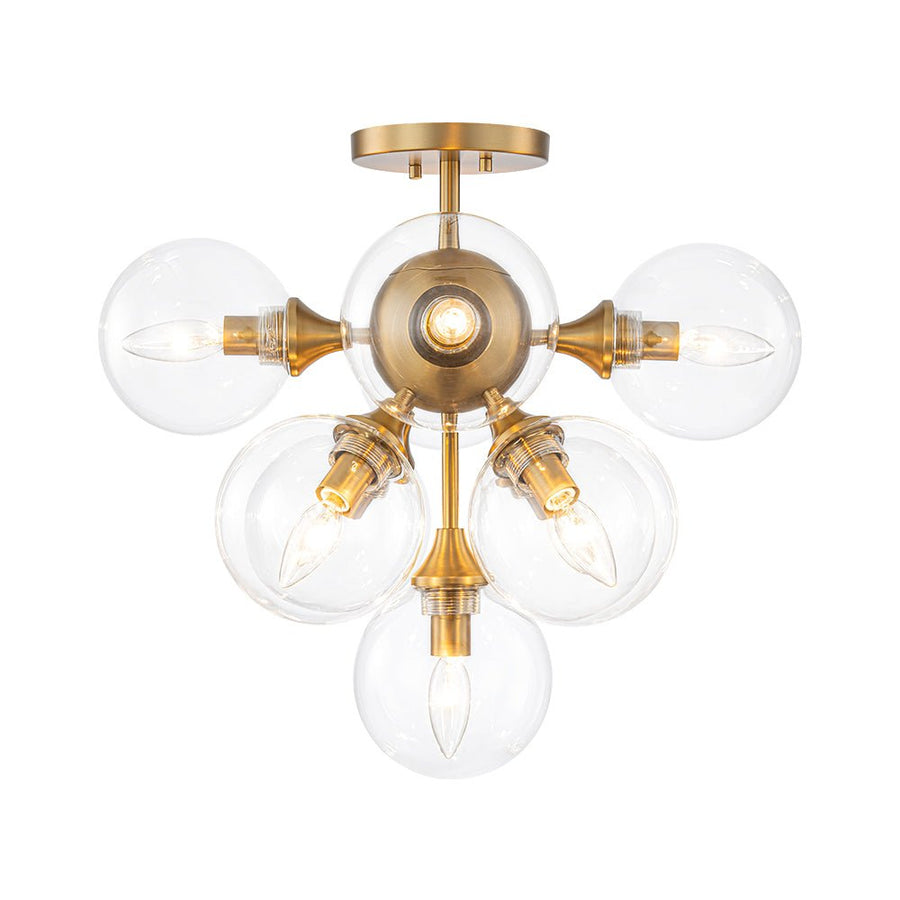 Farmhouze Light - Modern 9 - Light Cluster Glass Globe Bubble Ceiling Light - Ceiling Light - Brass - 