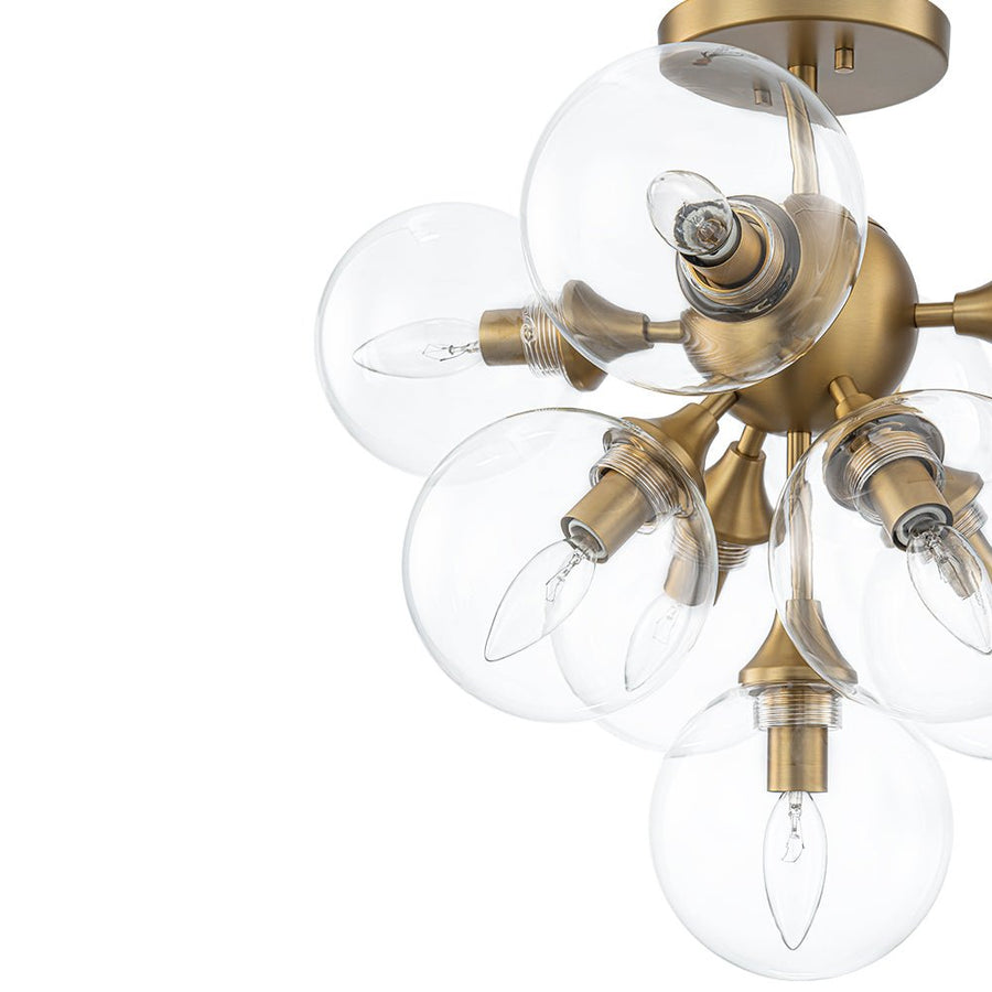 Farmhouze Light - Modern 9 - Light Cluster Glass Globe Bubble Ceiling Light - Ceiling Light - Brass - 