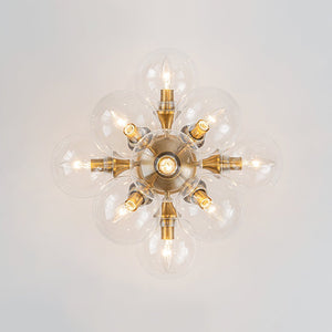 Farmhouze Light - Modern 9 - Light Cluster Glass Globe Bubble Ceiling Light - Ceiling Light - Brass - 