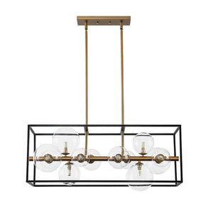 Farmhouze Light - Modern Black Brass Clear Glass Bubble Rectangle Island Chandelier - Chandelier - Black + Brass - 