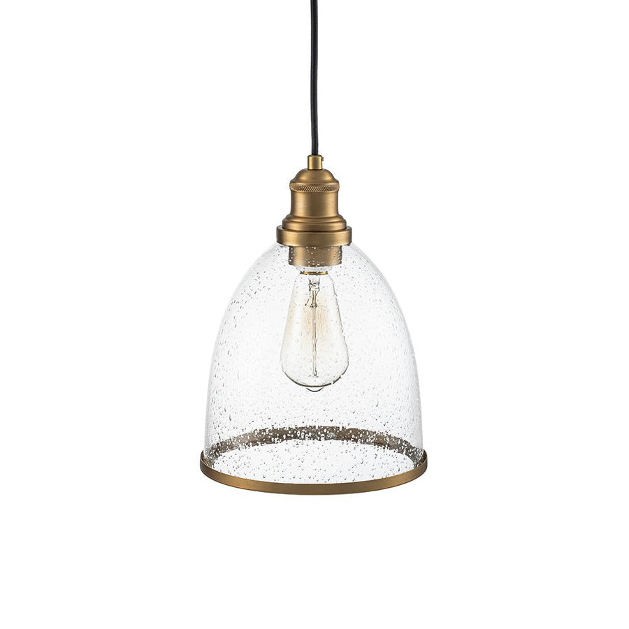 Farmhouze Light - Modern Brass 1 - Light Seeded Glass Bell Kitchen Pendant - Pendant - Seeded Glass - 