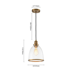 Farmhouze Light - Modern Brass 1 - Light Seeded Glass Bell Kitchen Pendant - Pendant - Seeded Glass - 