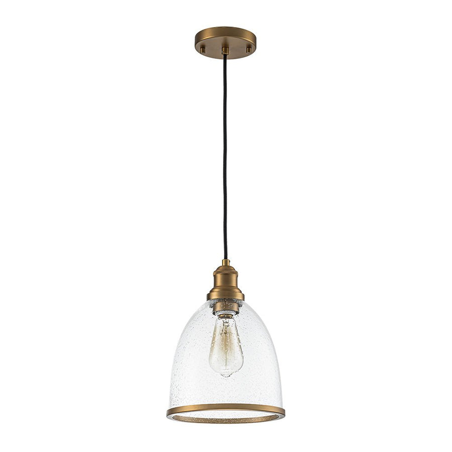 Farmhouze Light - Modern Brass 1 - Light Seeded Glass Bell Kitchen Pendant - Pendant - Seeded Glass - 