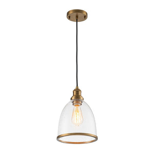 Farmhouze Light - Modern Brass 1 - Light Seeded Glass Bell Kitchen Pendant - Pendant - Seeded Glass - 